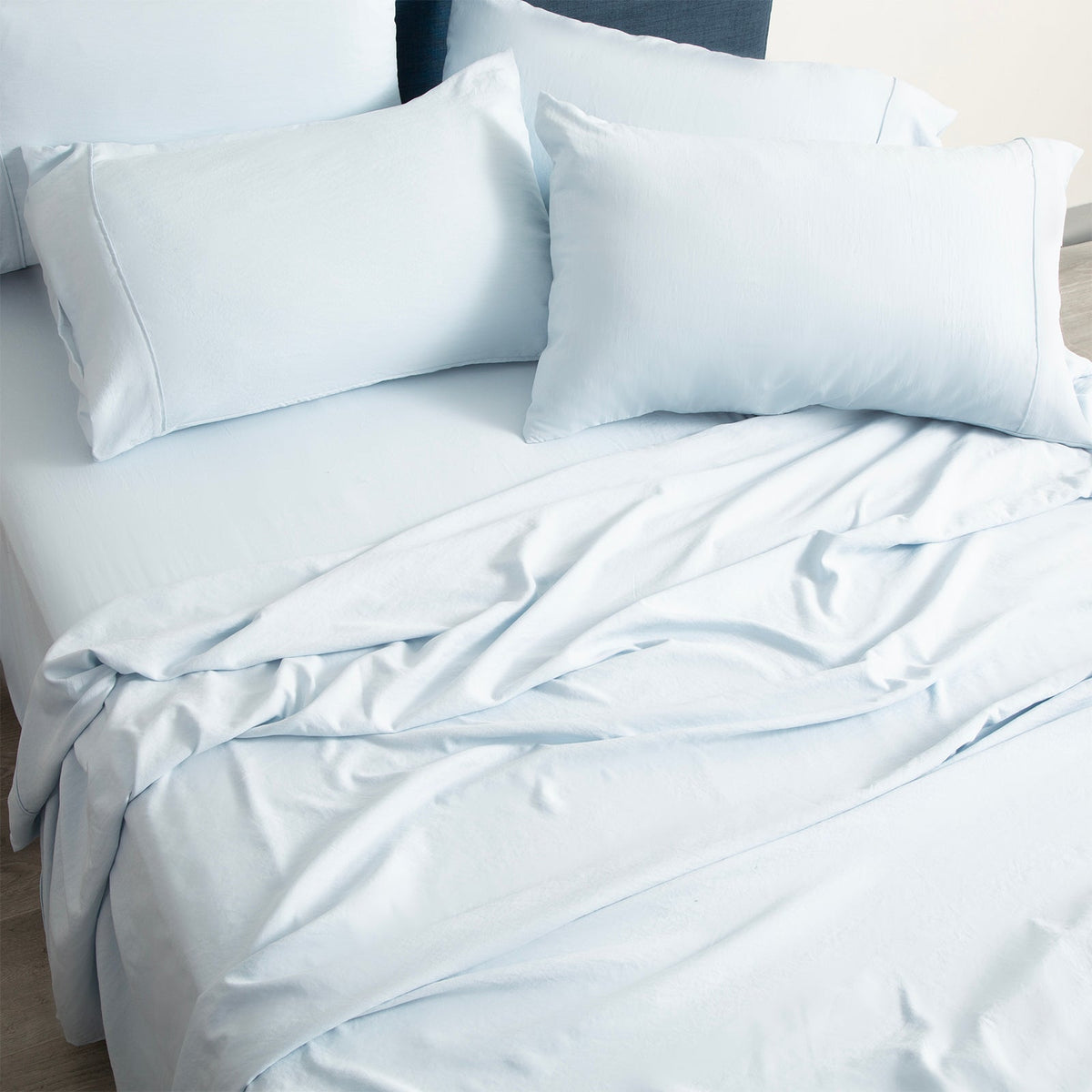 Ddecor Home Ultra Plush Vintage Washed Microfibre Bed Sheet Set - Blue (OEKO-TEX Certified)