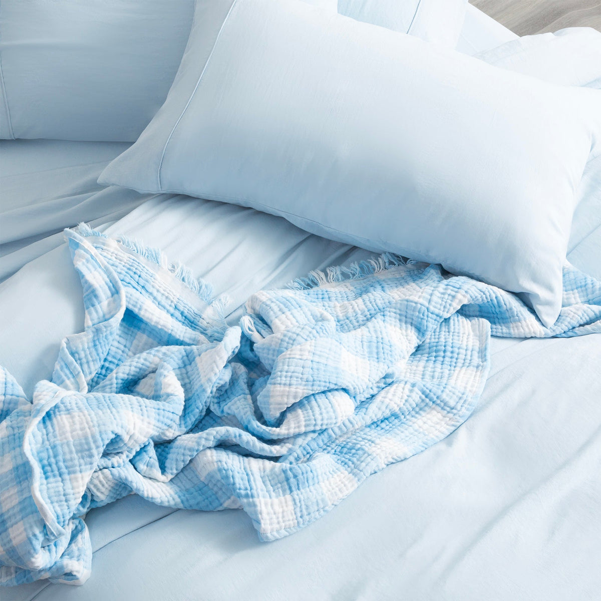 Ddecor Home Ultra Plush Vintage Washed Microfibre Quilt Cover Set - Blue (OEKO-TEX Certified)