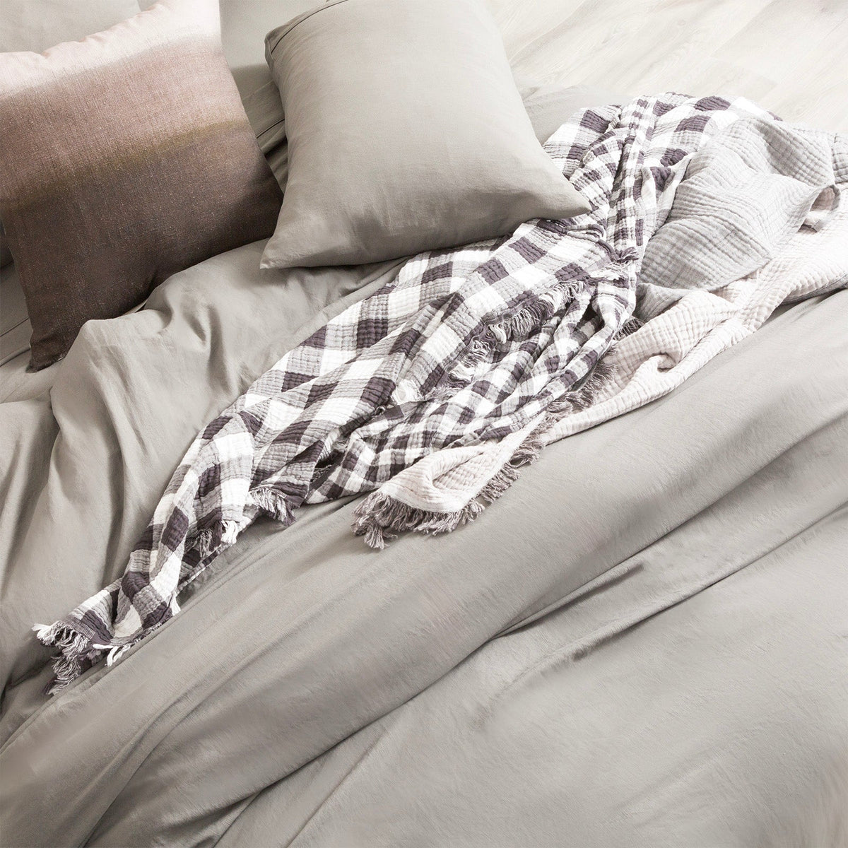 Ddecor Home Ultra Plush Vintage Washed Microfibre Quilt Cover Set - Granite (OEKO-TEX Certified)