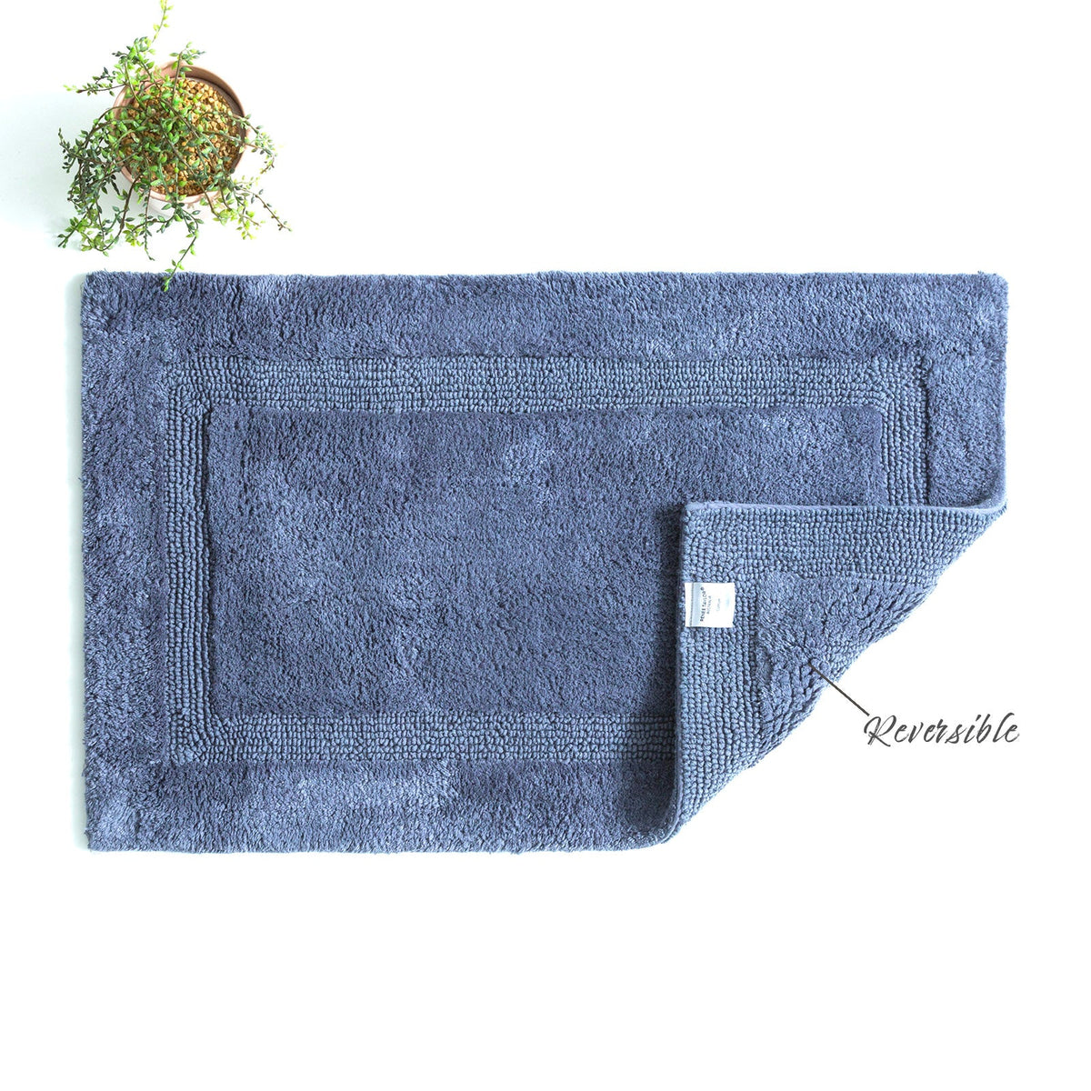 Renee Taylor Soho 3000 GSM Reversible Cotton Bath Mat - Blue (50 x 80cm)
