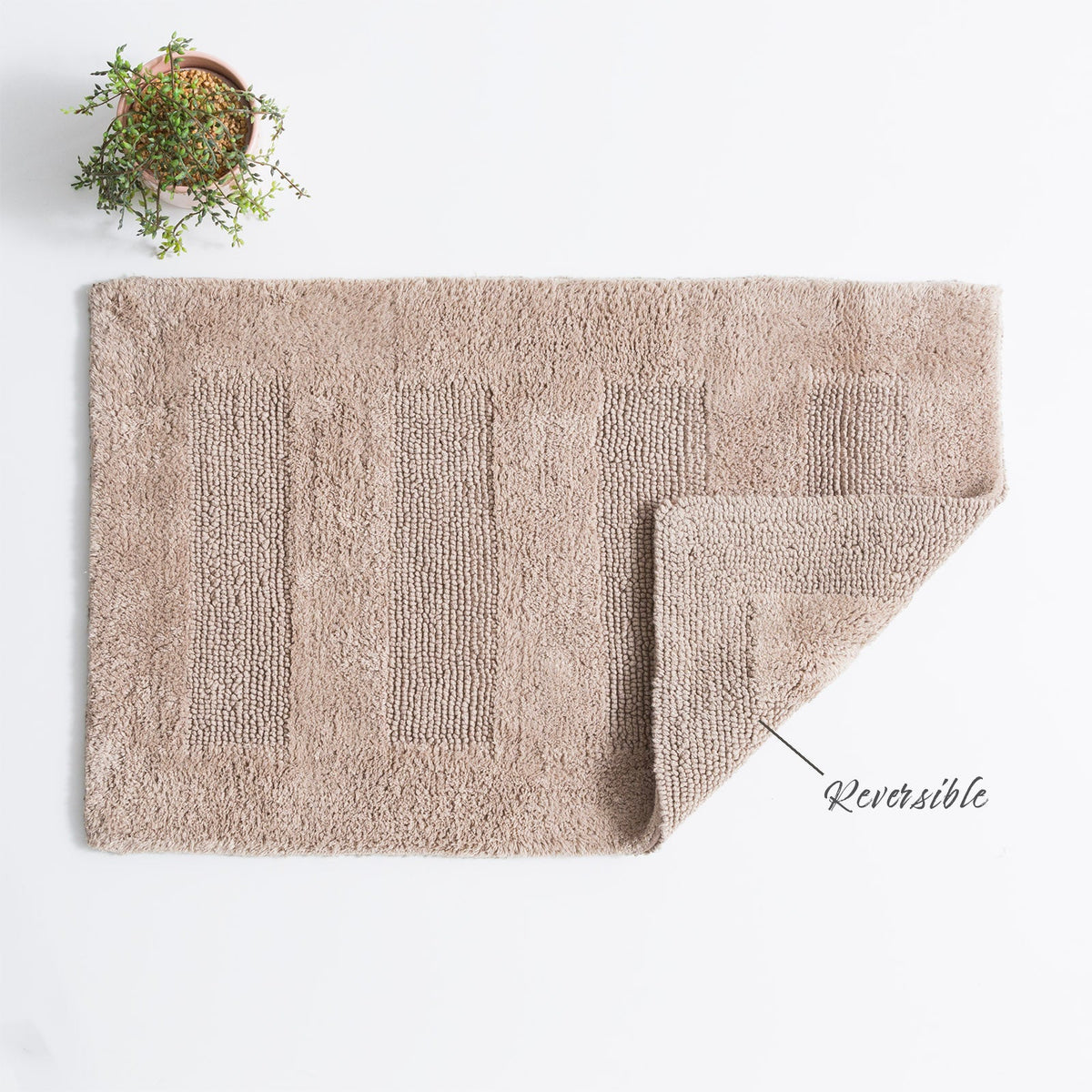Renee Taylor Retreat Reversible Cotton Bath Mat - Mocha (50 x 80cm)