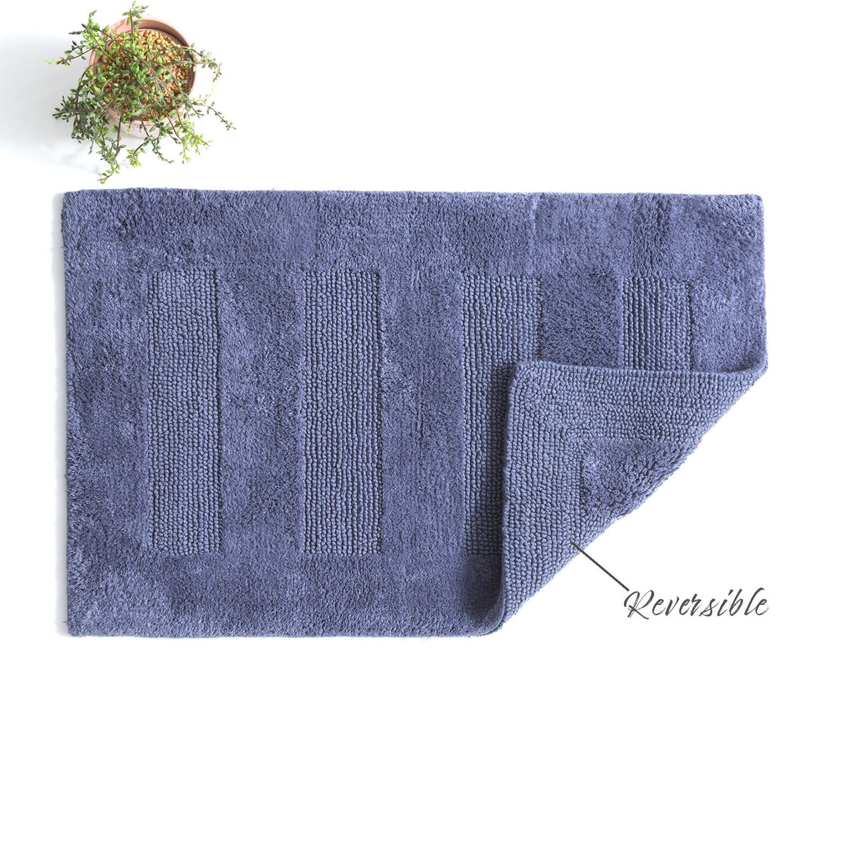Renee Taylor Retreat Reversible Cotton Bath Mat - Blue (50 x 80cm)
