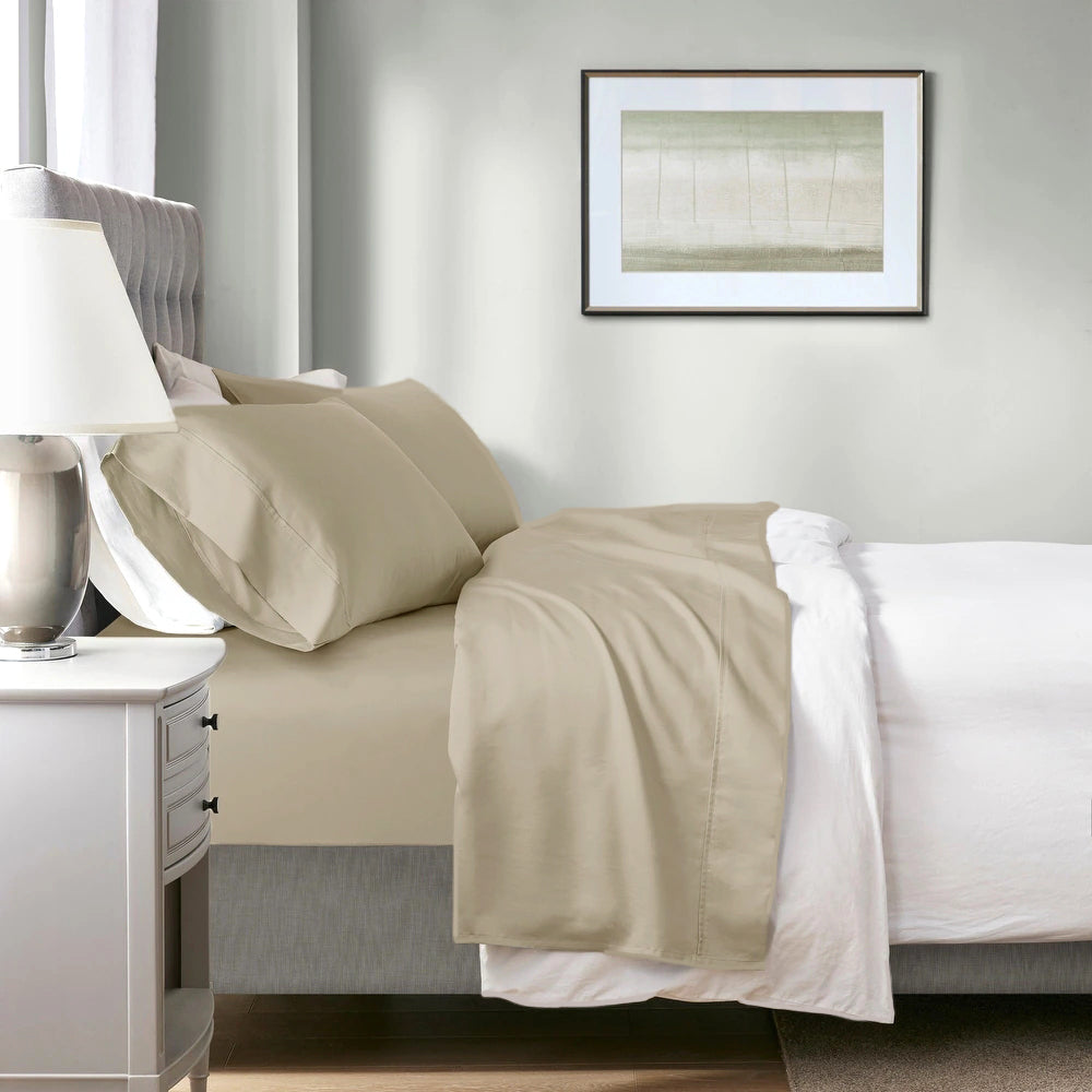 Renee Taylor 700TC Tencel Lyocell & Cotton Sheet Set - Bone (OEKO-TEX Certified)