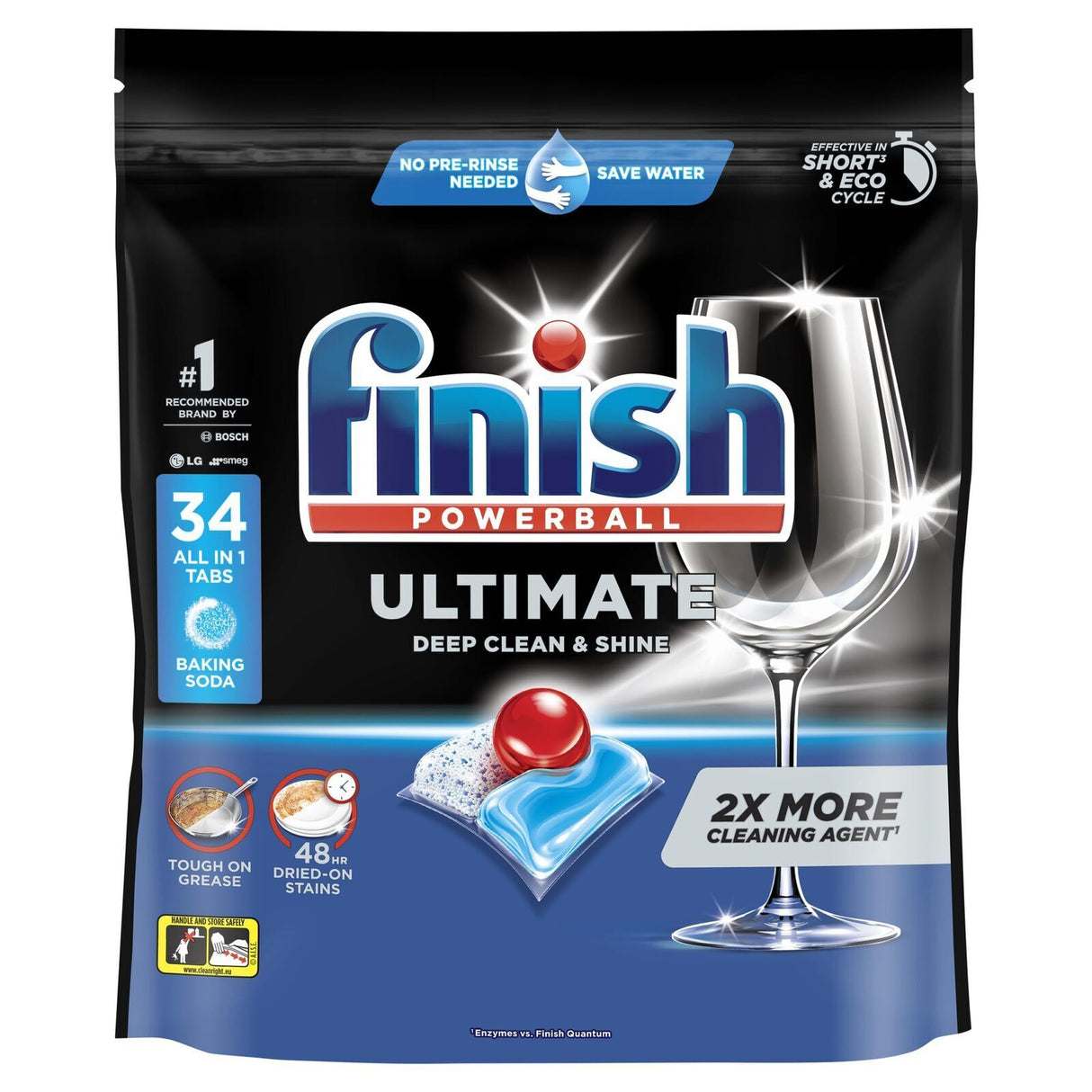 Finish Powerball Ultimate Deep Clean & Shine Dishwasher Tablets with Baking Soda - 34 Pack
