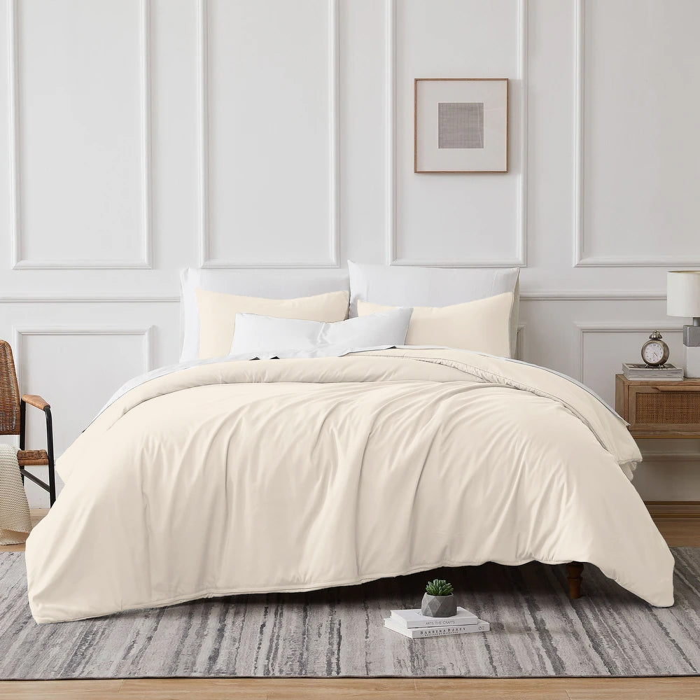 Renee Taylor 700TC Tencel Lyocell & Cotton Quilt Cover Set - Ivory (OEKO-TEX Certified)