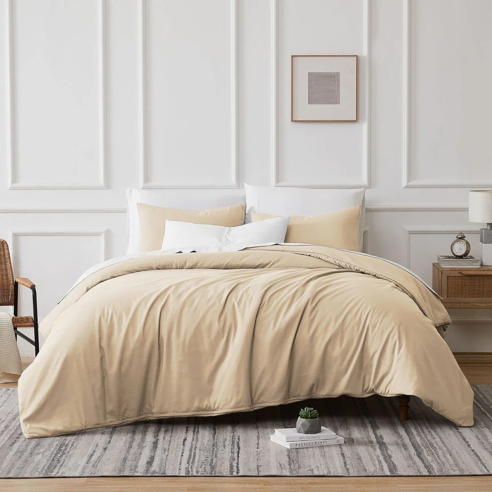 Renee Taylor 700TC Tencel Lyocell & Cotton Quilt Cover Set - Bone (OEKO-TEX Certified)