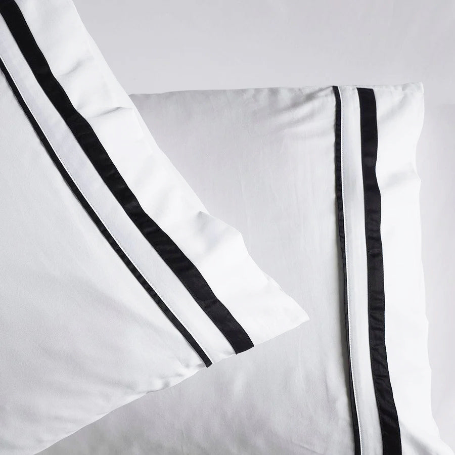 Renee Taylor Cloud 1000TC Egyptian Cotton Bed Sheet Set - White/Charcoal (OEKO-TEX Certified)