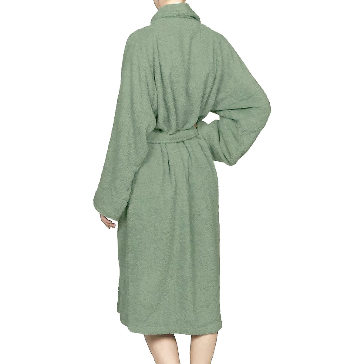 Renee Taylor Chalet Quick Dry Terry Cotton Unisex Bath Robe - Eucalyptus (Shawl Collar)