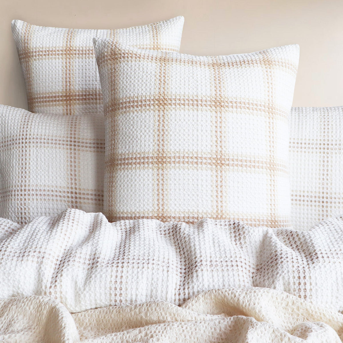 Renee Taylor Cohen Yarn Dyed Cotton Waffle Quilt Cover Set - Nude (OEKO-TEX Certified)