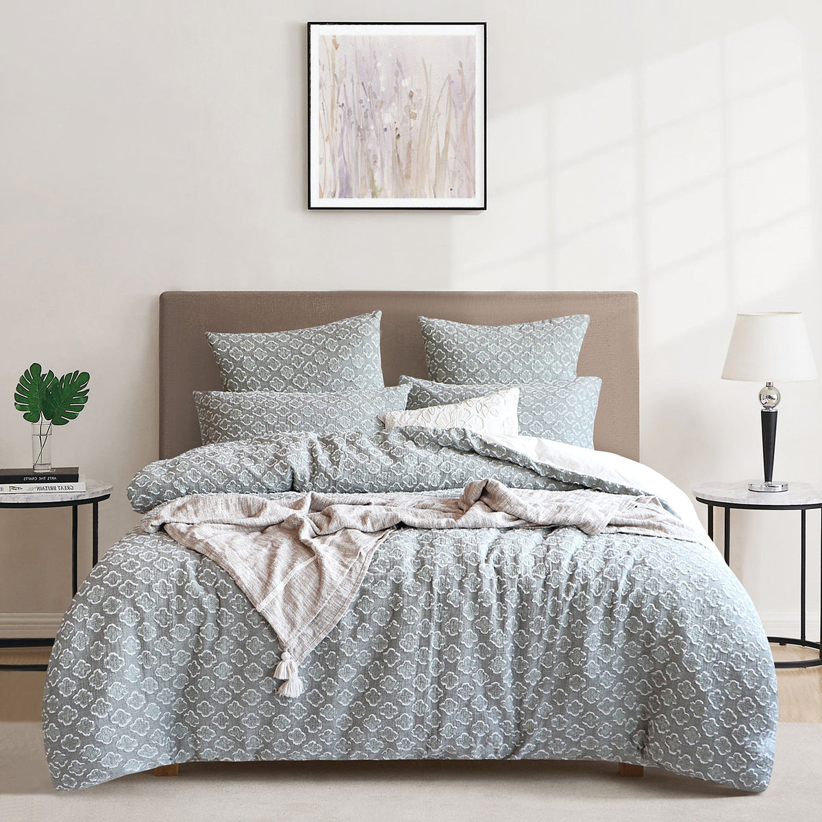 Renee Taylor Luna Yarn Dyed Cotton Jacquard Quilt Cover Set (OEKO-TEX Certified)
