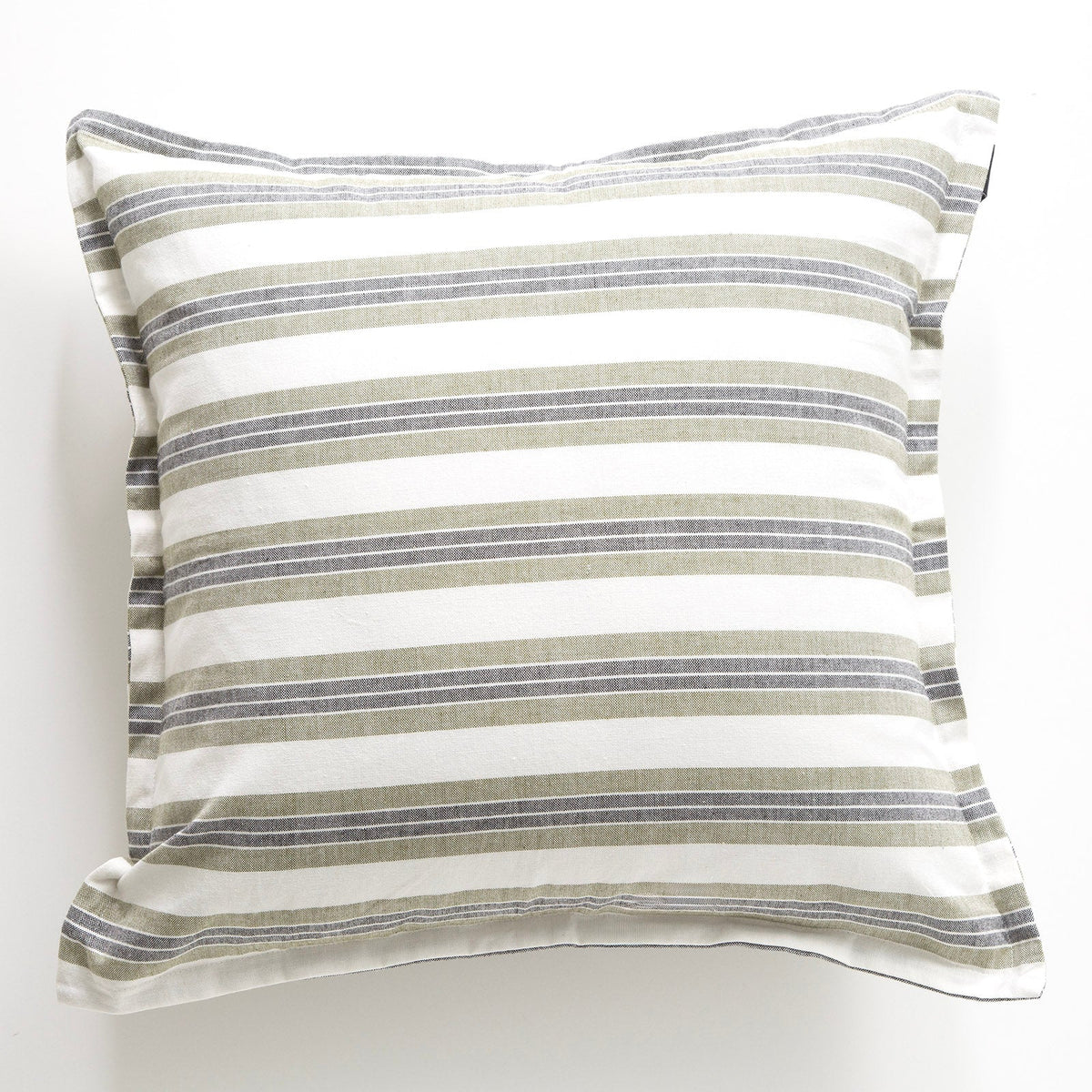 Renee Taylor Marina Stripe Stonewashed Yarn Dyed Cushion - Moss (Square Decorative Throw Pillow - 50 x 50cm)