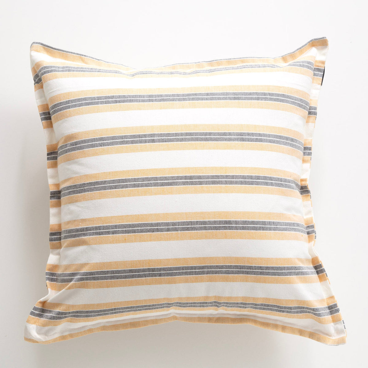 Renee Taylor Marina Stripe Stonewashed Yarn Dyed Cushion - Gold (Square Decorative Throw Pillow - 50 x 50cm)
