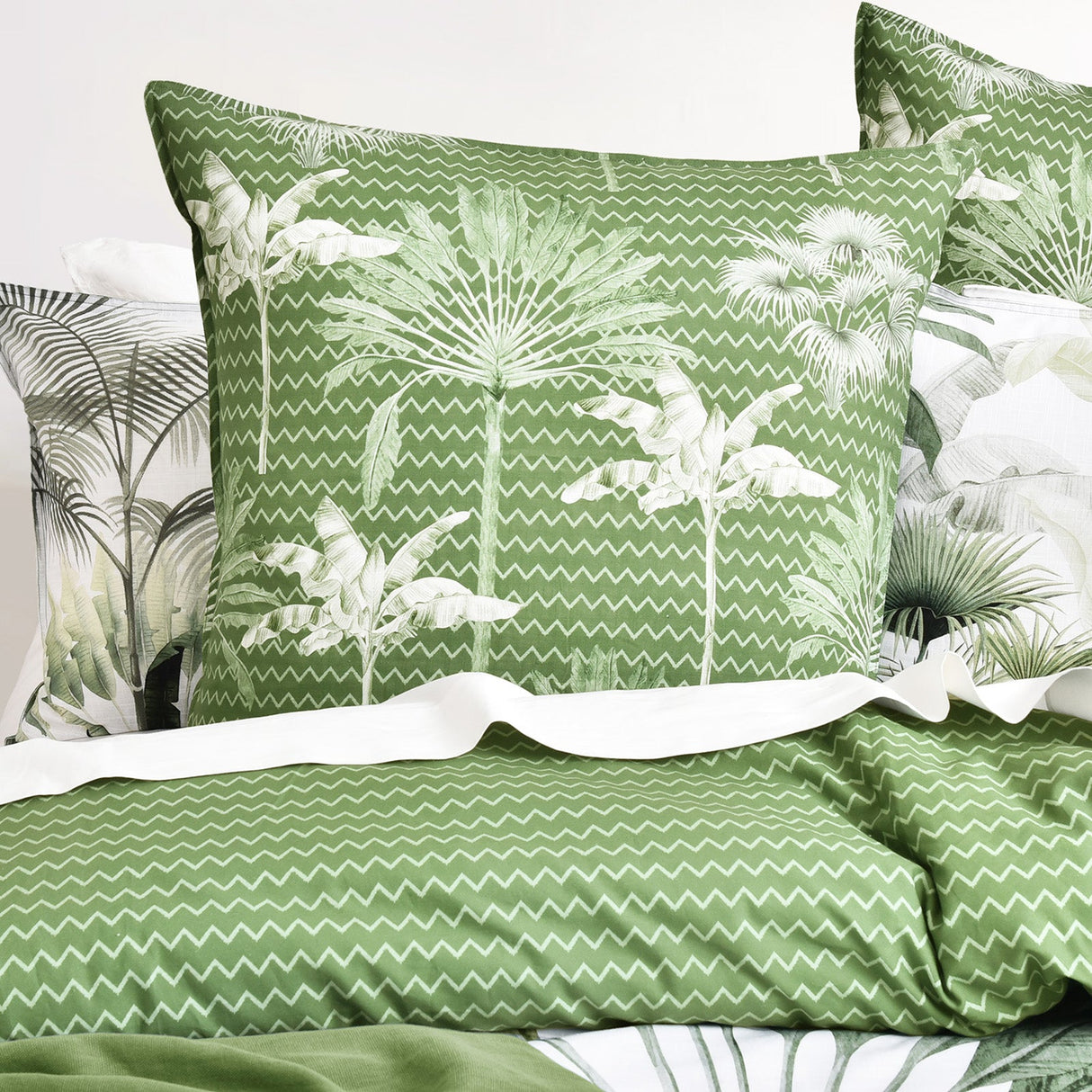 Renee Taylor Noosa Palm 300TC Cotton Reversible Quilt Cover Set (OEKO-TEX Certified)