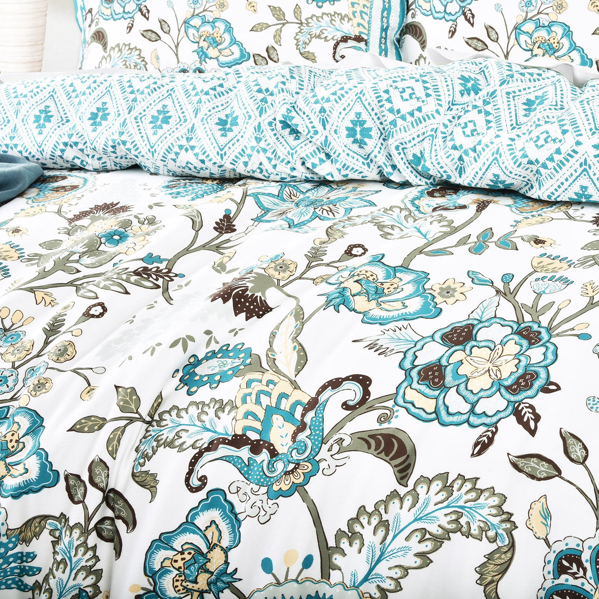 Renee Taylor Anaya 300TC Cotton Reversible Quilt Cover Set - Blue (OEKO-TEX Certified)