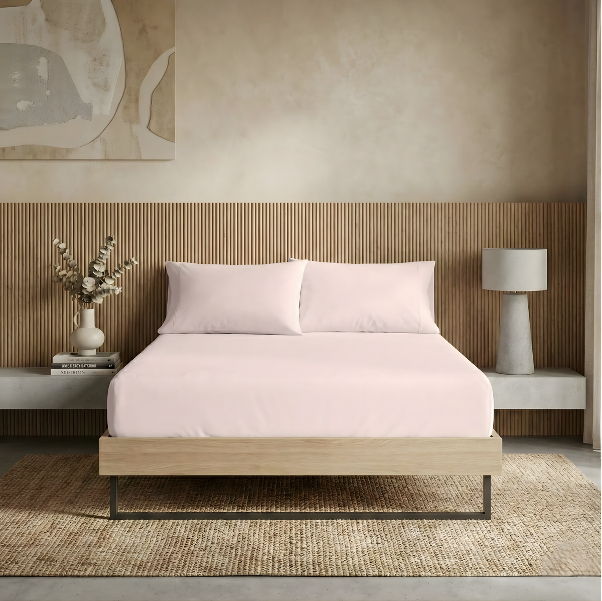 Renee Taylor 300TC Organic Cotton Fitted Sheet & Pillowcase Set - Sepia Rose (GOTS Certified)