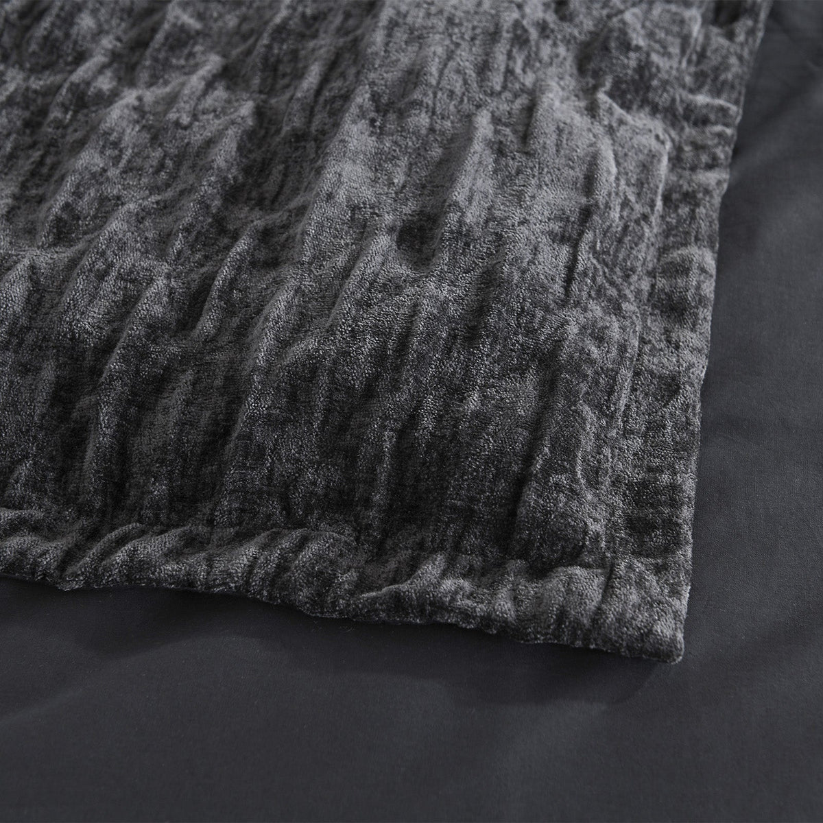 Renee Taylor Charlotte Crinkle Jacquard Quilt Cover Set - Onyx (OEKO-TEX Certified)