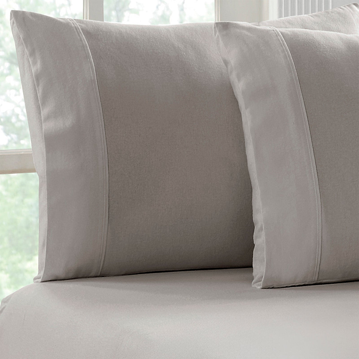 Park Avenue 175 GSM Egyptian Cotton Flannelette Fitted Sheet & Pillowcase Set - Ash