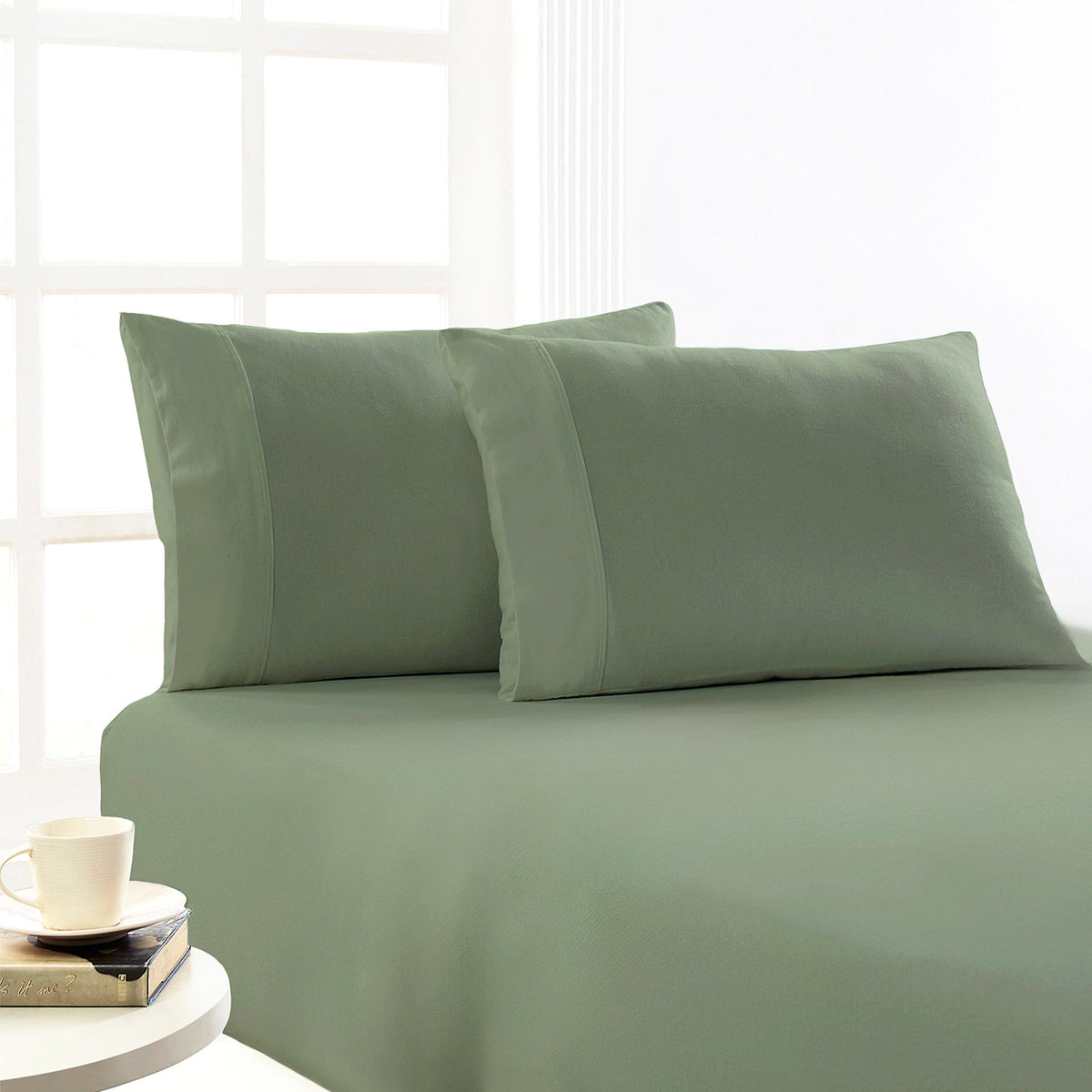 Park Avenue 175 GSM Egyptian Cotton Flannelette Kids Fitted Sheet & Pillowcase Set - Juniper