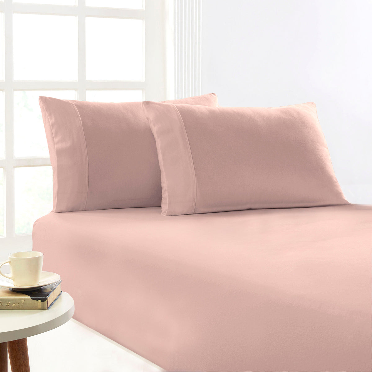 Park Avenue 175 GSM Egyptian Cotton Flannelette Kids Fitted Sheet & Pillowcase Set - Rose