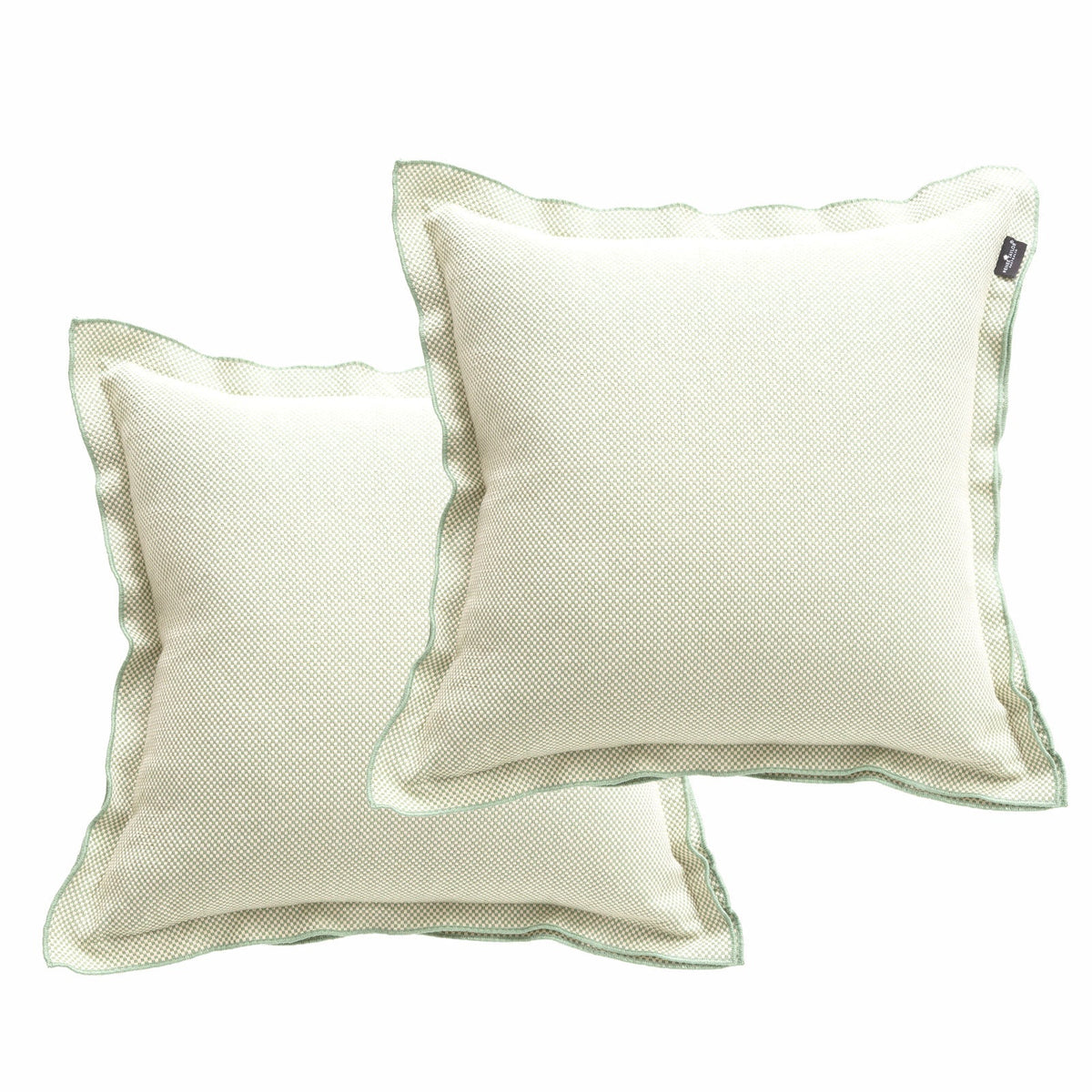 2x Renee Taylor Campbell Stonewashed Yarn Dyed Cushion - Sage (Square Decorative Throw Pillow Twin Pack - 50 x 50cm)