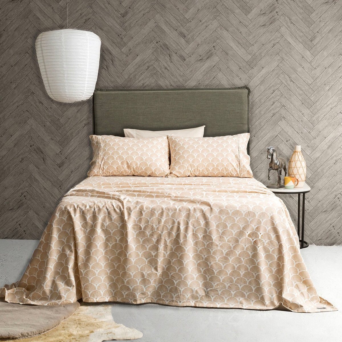 Park Avenue 175 GSM Egyptian Cotton Flannelette Bed Sheet Set - Ginko