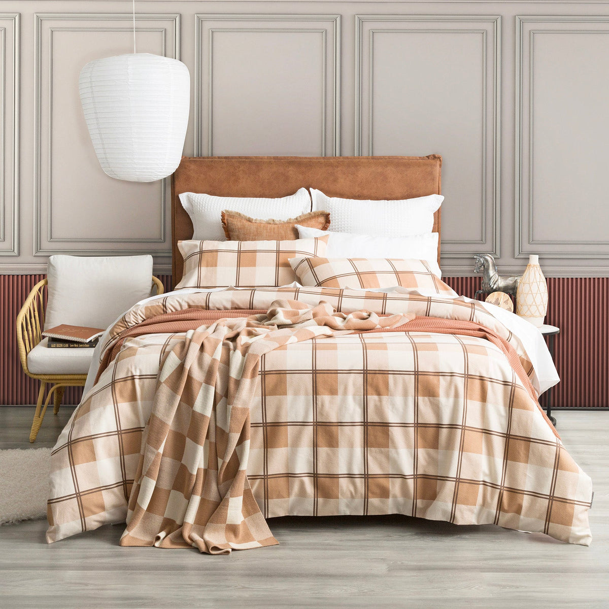 Park Avenue 175 GSM Egyptian Cotton Flannelette Quilt Cover Set - Twill Check