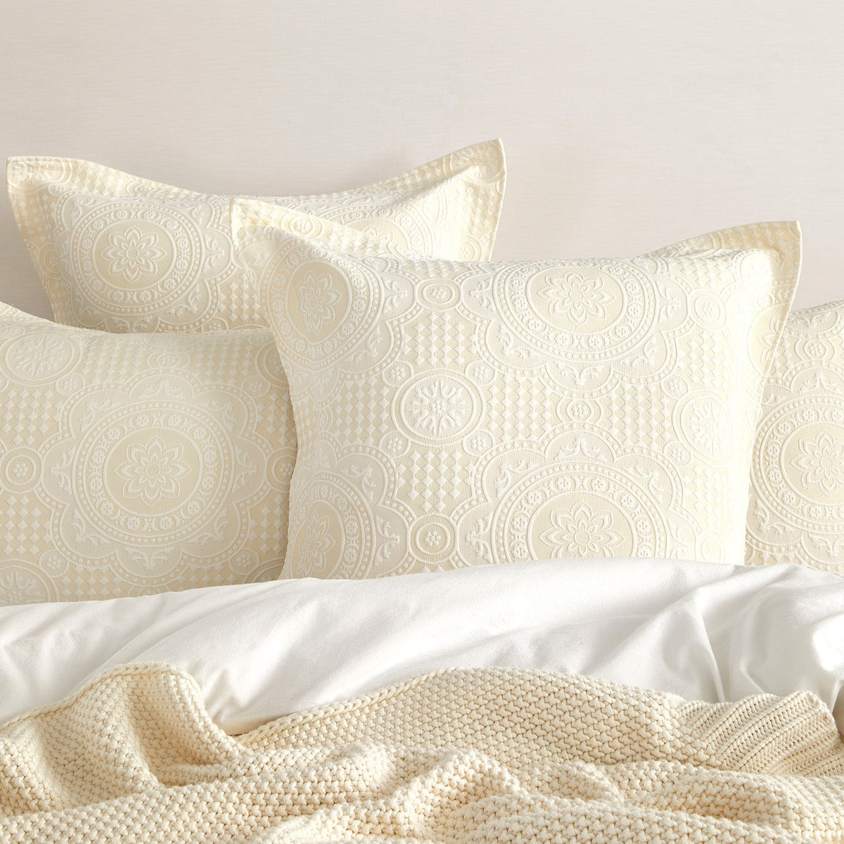 Renee Taylor Dakota Cotton Blend Jacquard Quilt Cover Set - Beige (OEKO-TEX Certified)