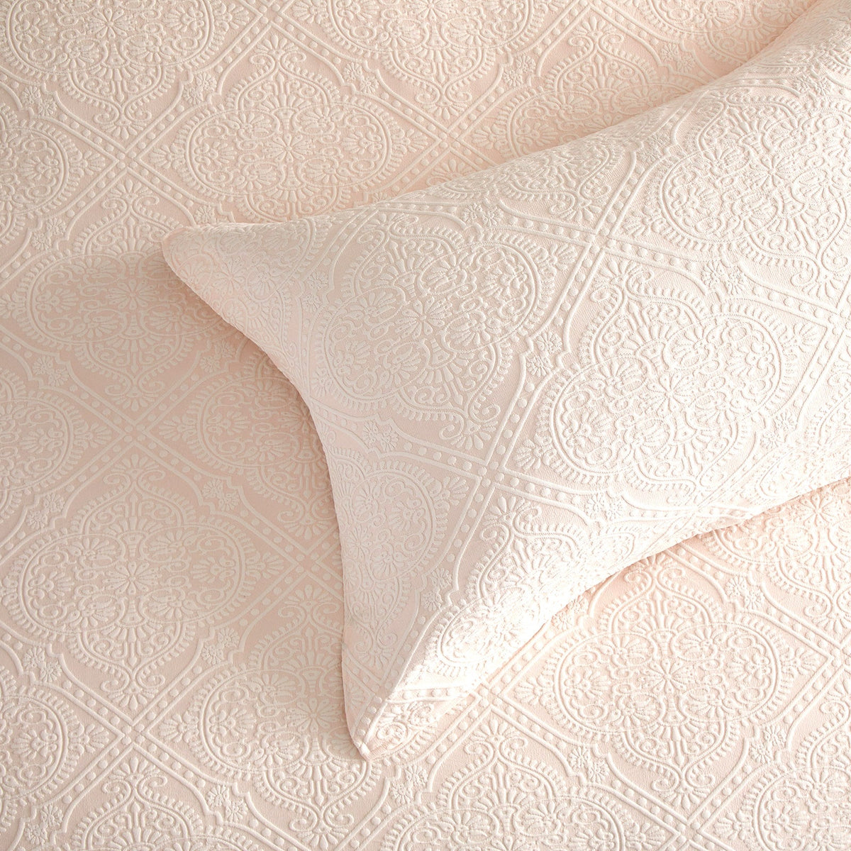 Renee Taylor Bella Cotton Blend Jacquard Quilt Cover Set - Blush (OEKO-TEX Certified)