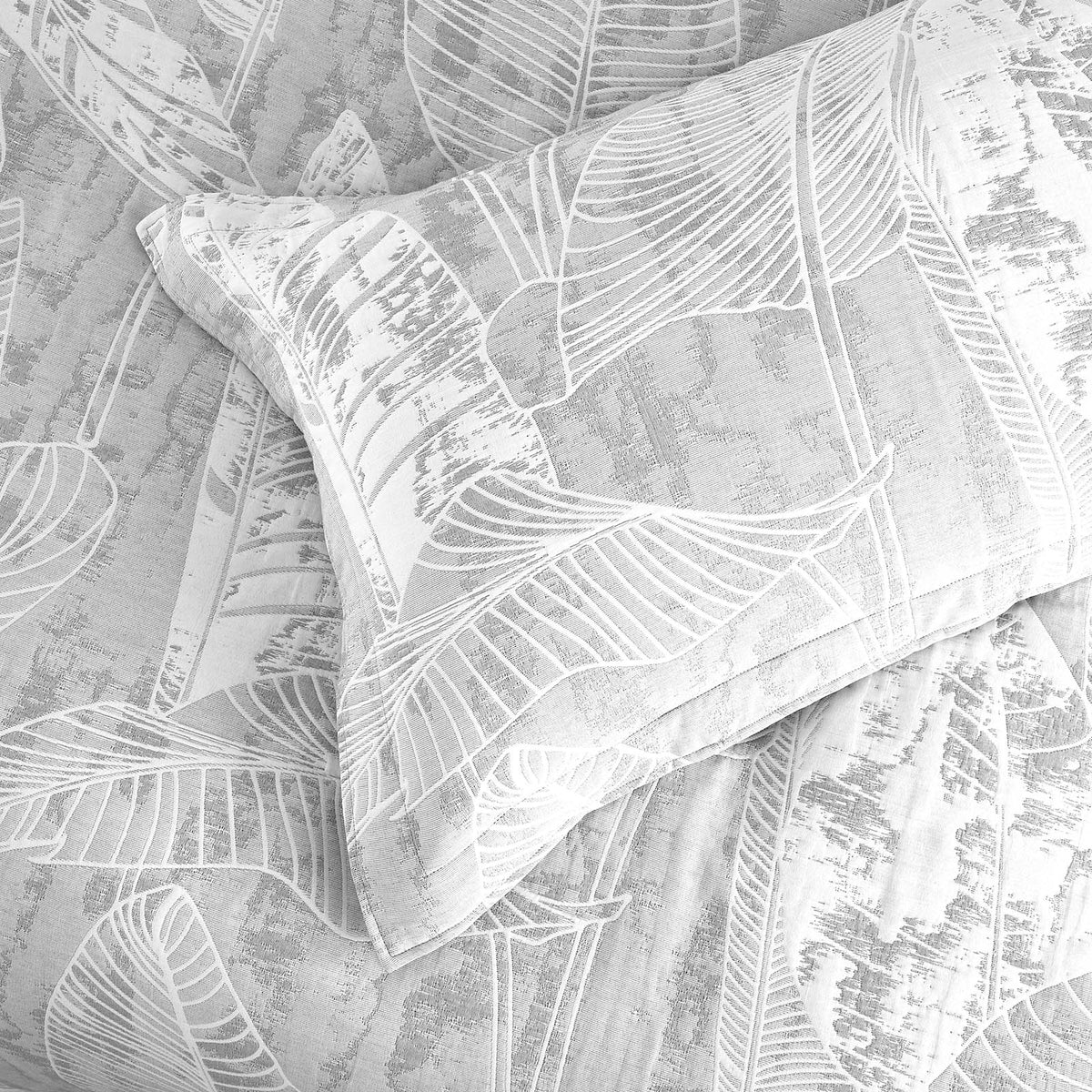 Renee Taylor Grove Cotton Blend Jacquard Quilt Cover Set - Charcoal (OEKO-TEX Certified)