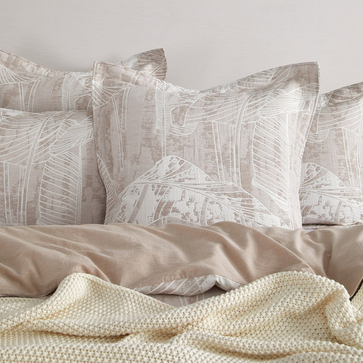 Renee Taylor Panache Cotton Blend Jacquard Quilt Cover Set - Wood (OEKO-TEX Certified)