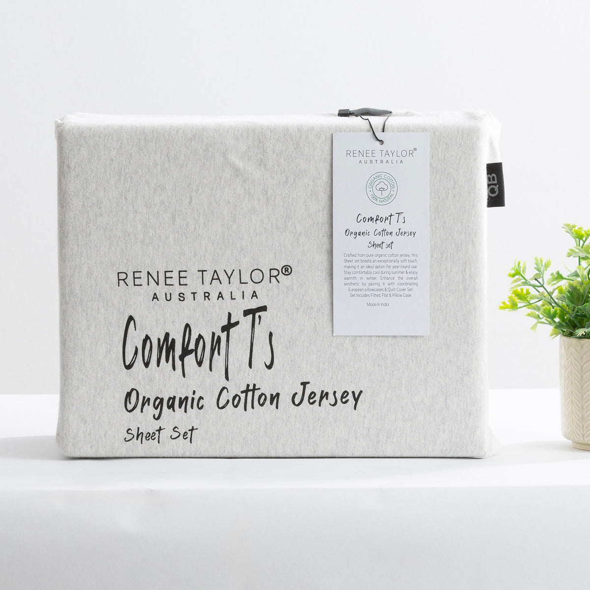 Renee Taylor Comfort T's Organic Cotton Jersey Bed Sheet Set - Ecru (OEKO-TEX Certified)