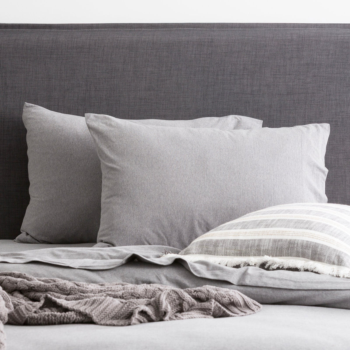 Renee Taylor Comfort T's Organic Cotton Jersey Bed Sheet Set - Charcoal (OEKO-TEX Certified)