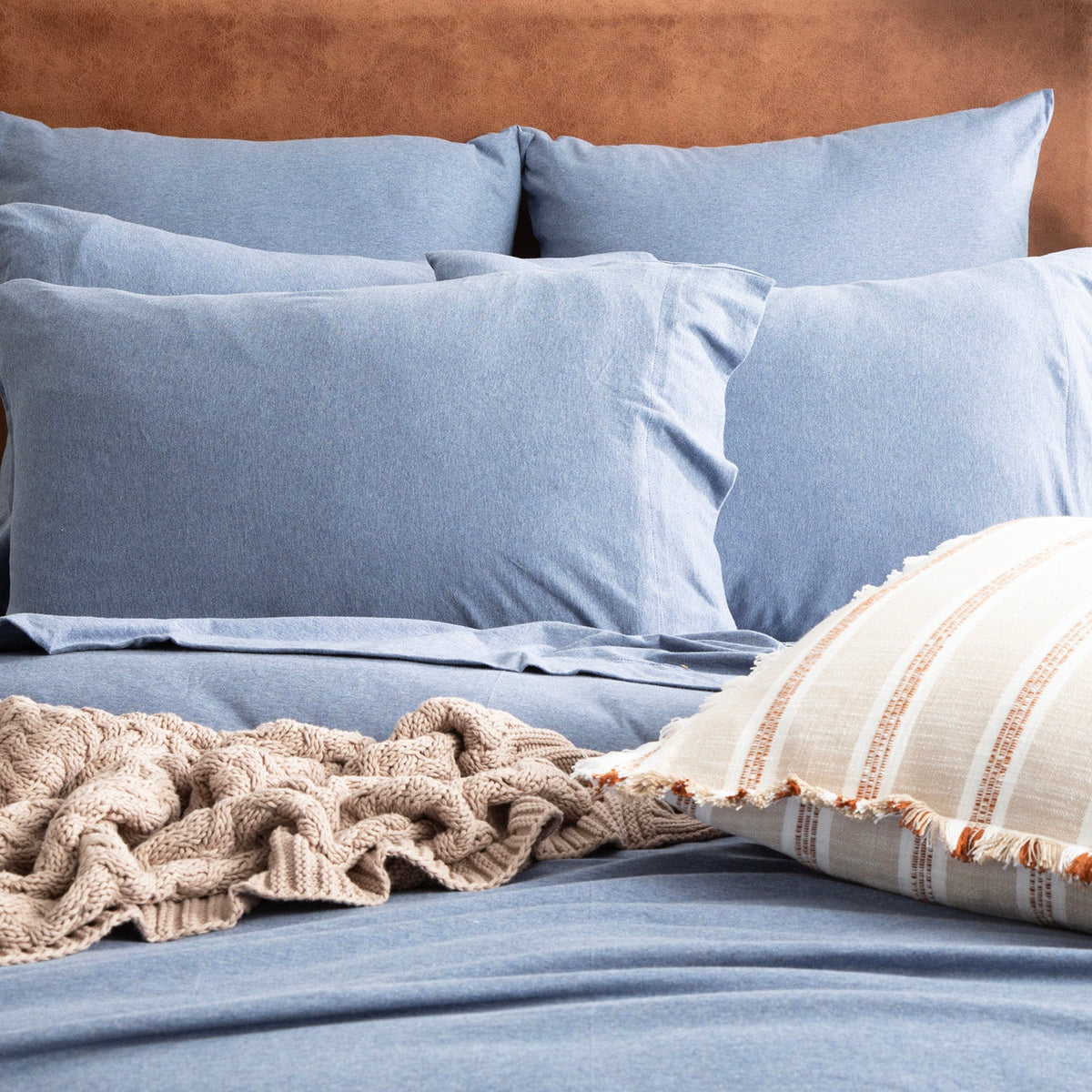Renee Taylor Comfort T's Organic Cotton Jersey Quilt Cover Set - Ink (OEKO-TEX Certified)