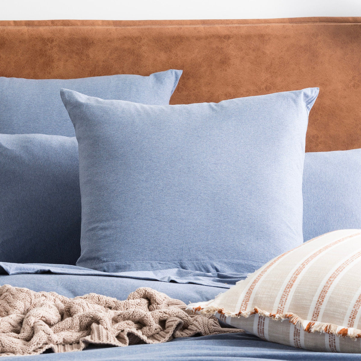 Renee Taylor Comfort T's Organic Cotton Jersey Quilt Cover Set - Ink (OEKO-TEX Certified)