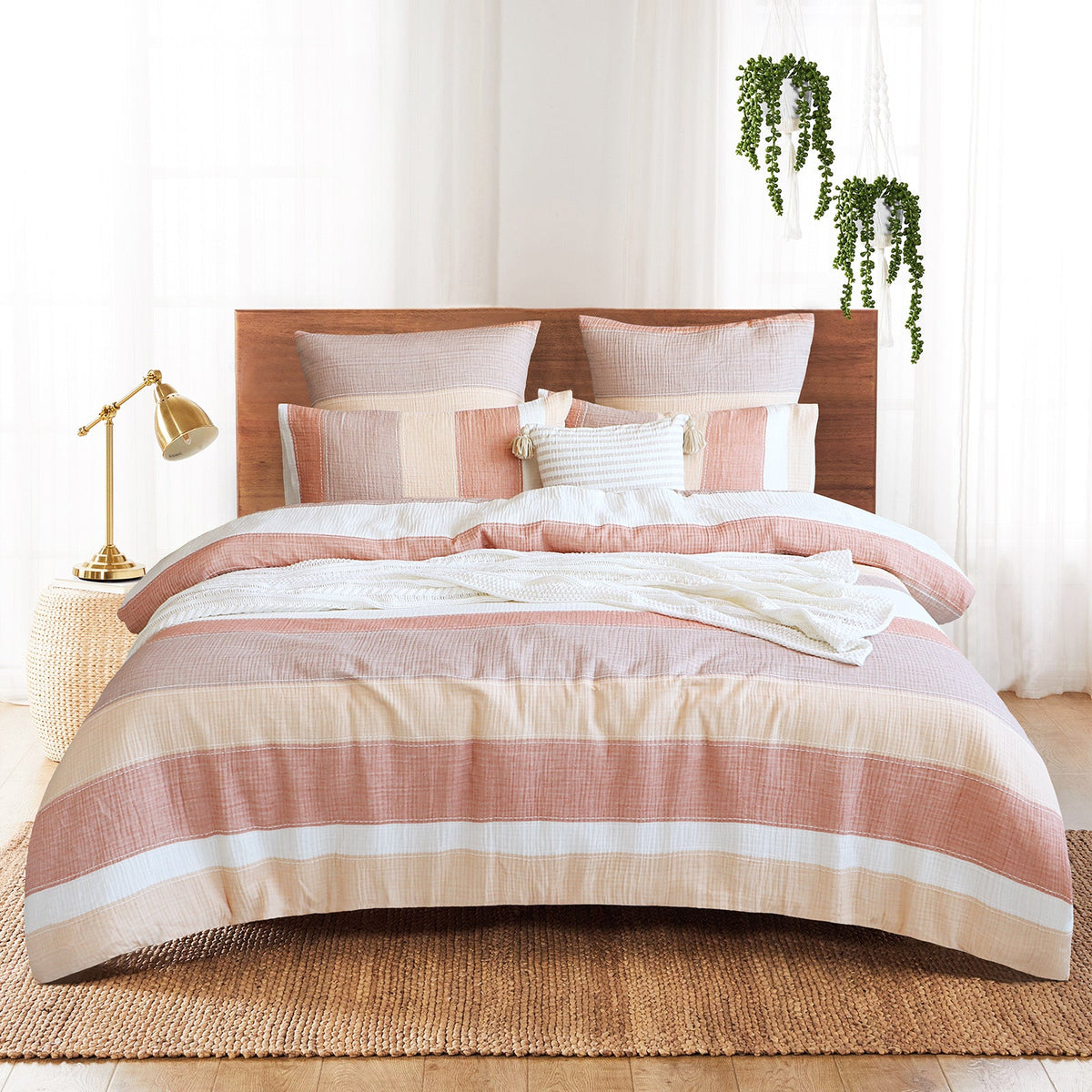 Renee Taylor Bayley 3-Layer Cotton Muslin Kids Quilt Cover Set (Yarn Dyed, Tasselled)