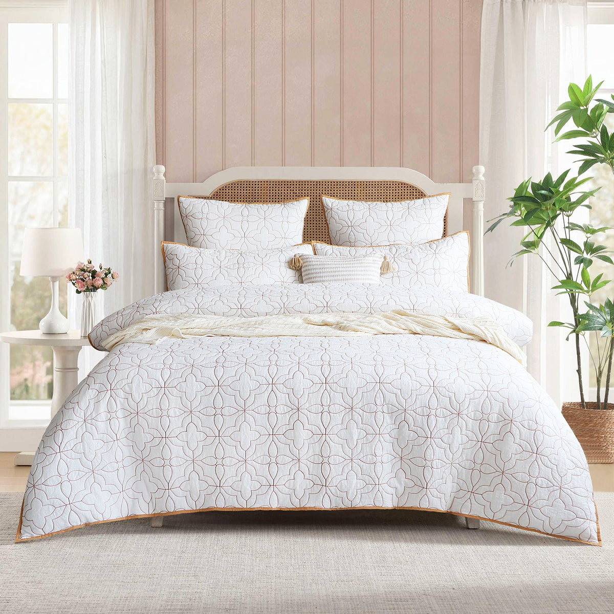 Renee Taylor Solaris Quilted Cotton Blend Quilt Cover Set (OEKO-TEX Certified)