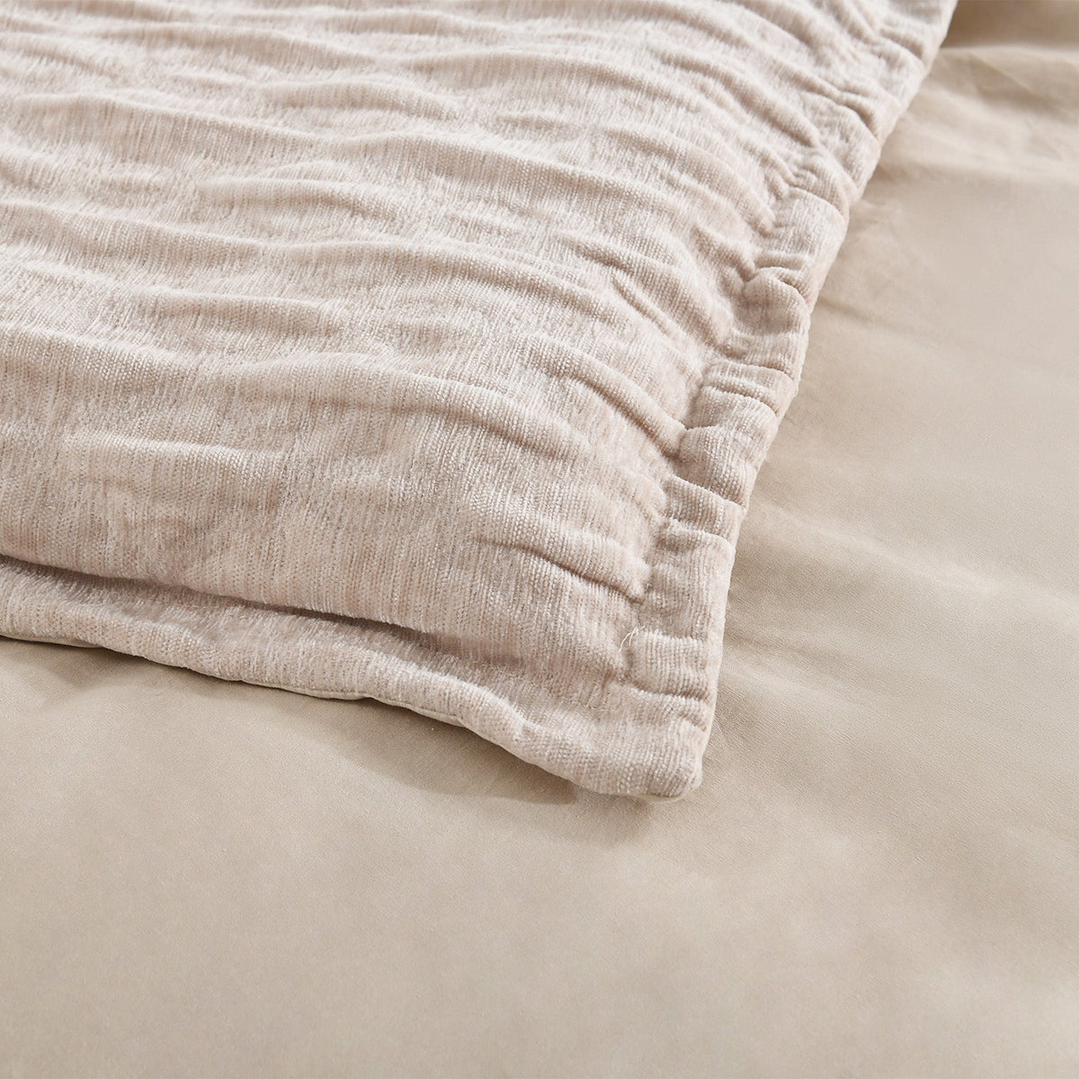 Renee Taylor Marley Crinkle Jacquard Quilt Cover Set - Champagne (OEKO-TEX Certified)