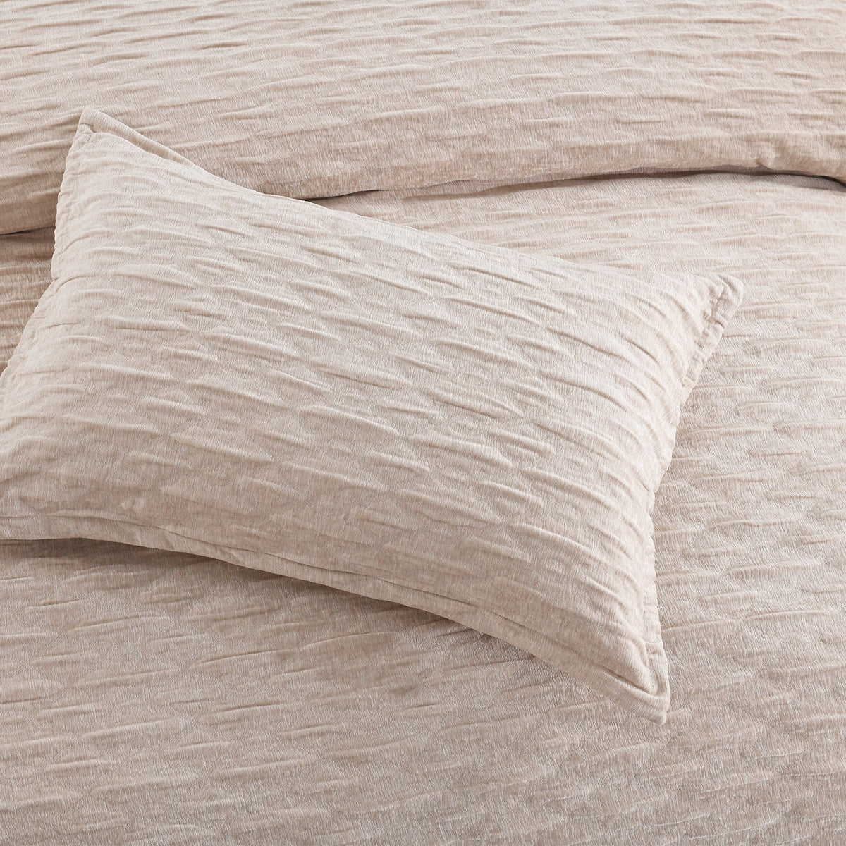 Renee Taylor Marley Crinkle Jacquard Quilt Cover Set - Champagne (OEKO-TEX Certified)