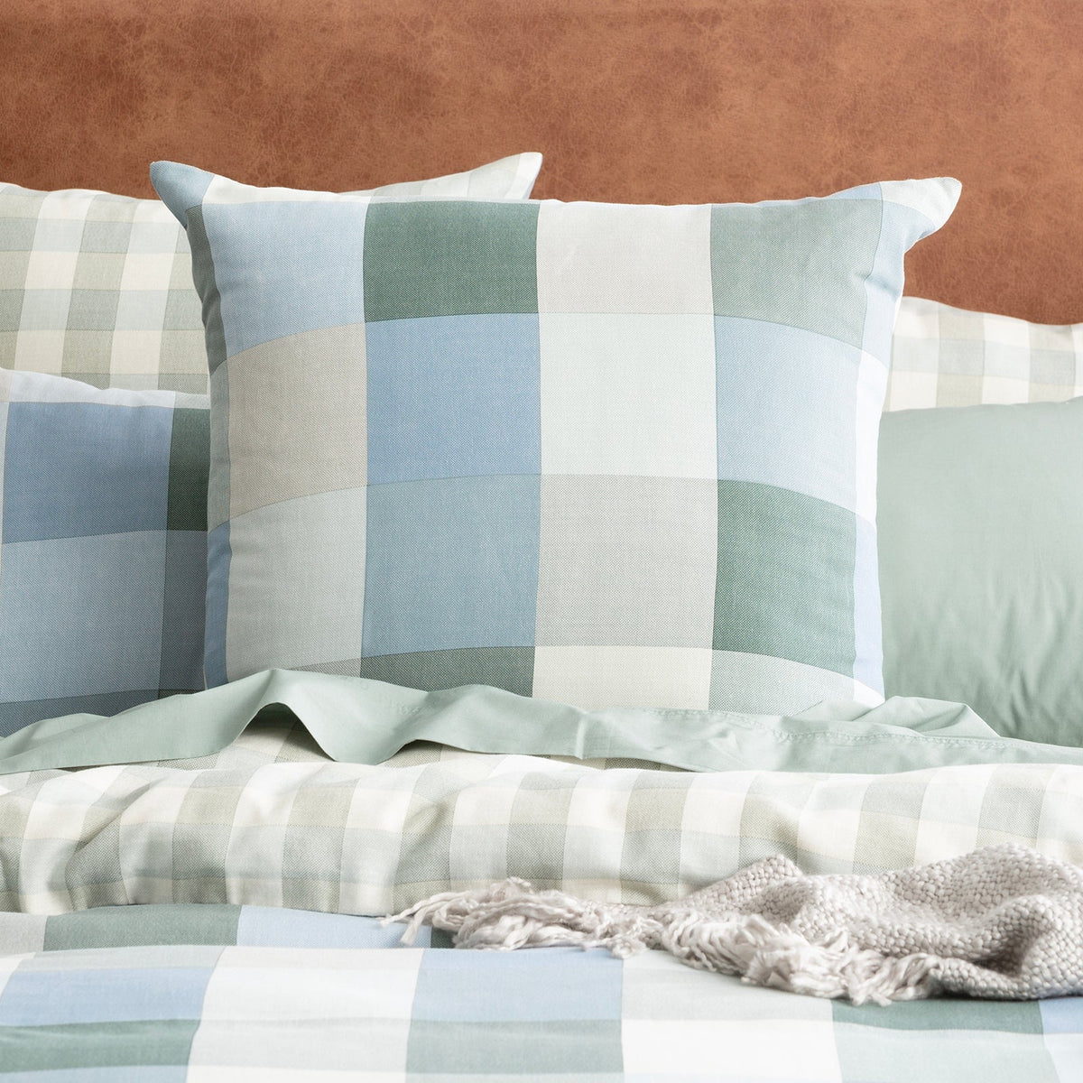 Renee Taylor Jackson Check Textured Cotton Slub Reversible Kids Quilt Cover Set (OEKO-TEX Certified)
