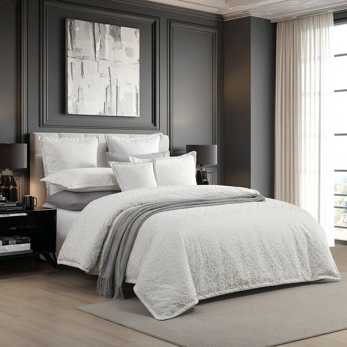 Renee Taylor Regalia Balmoral Geometric Quilt Cover Set (OEKO-TEX Certified)