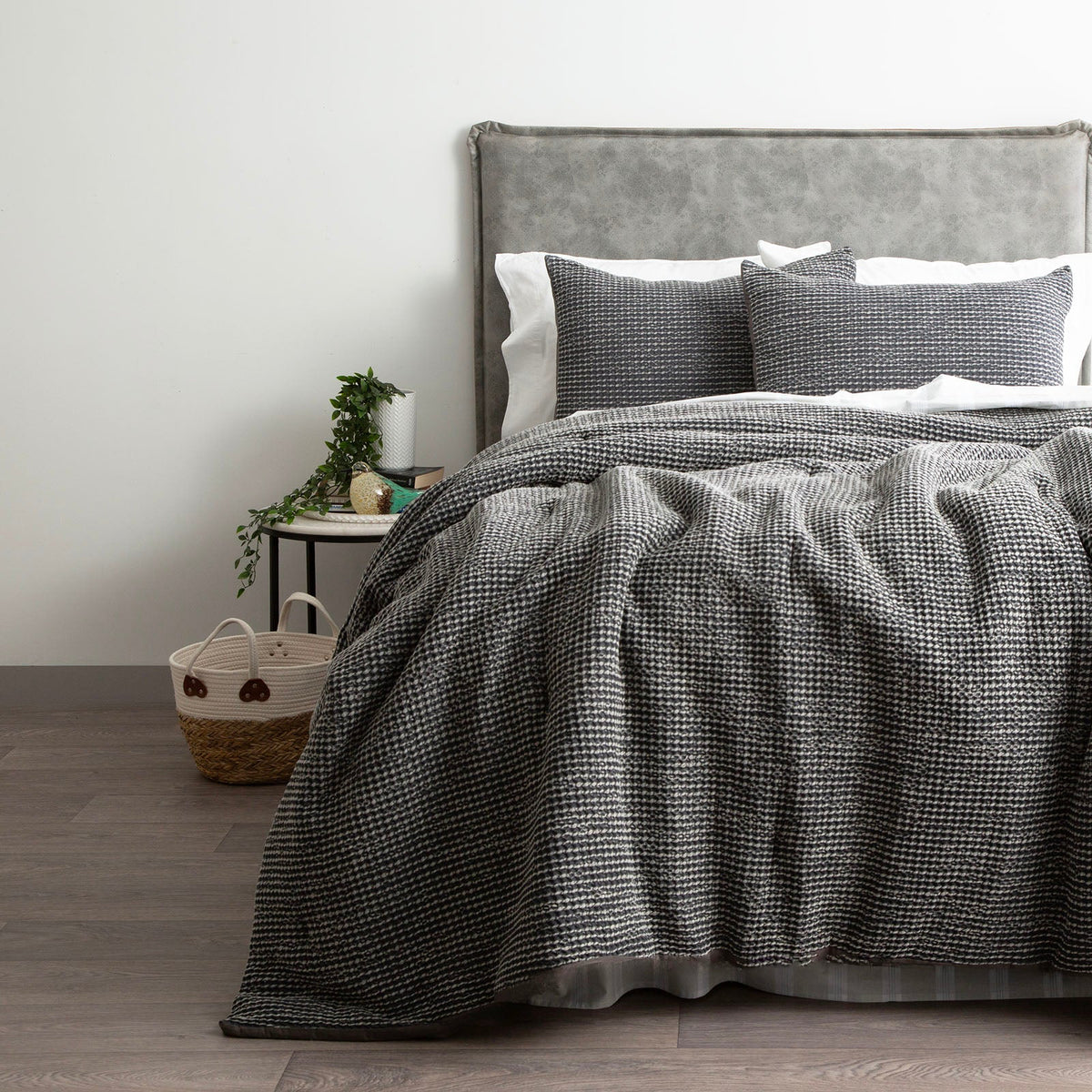 Cloud Linen Boronia Stonewashed Cotton Waffle Comforter Set - Magnet (OEKO-TEX Certified)