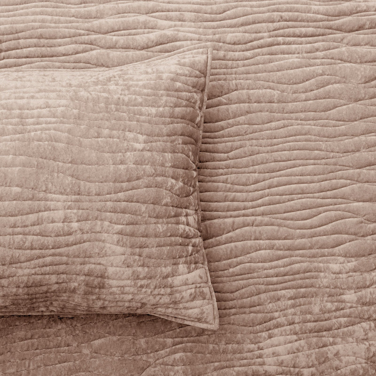 Renee Taylor Blake Velvet Coverlet Set - Wood (Bedspread with Cotton Reverse)