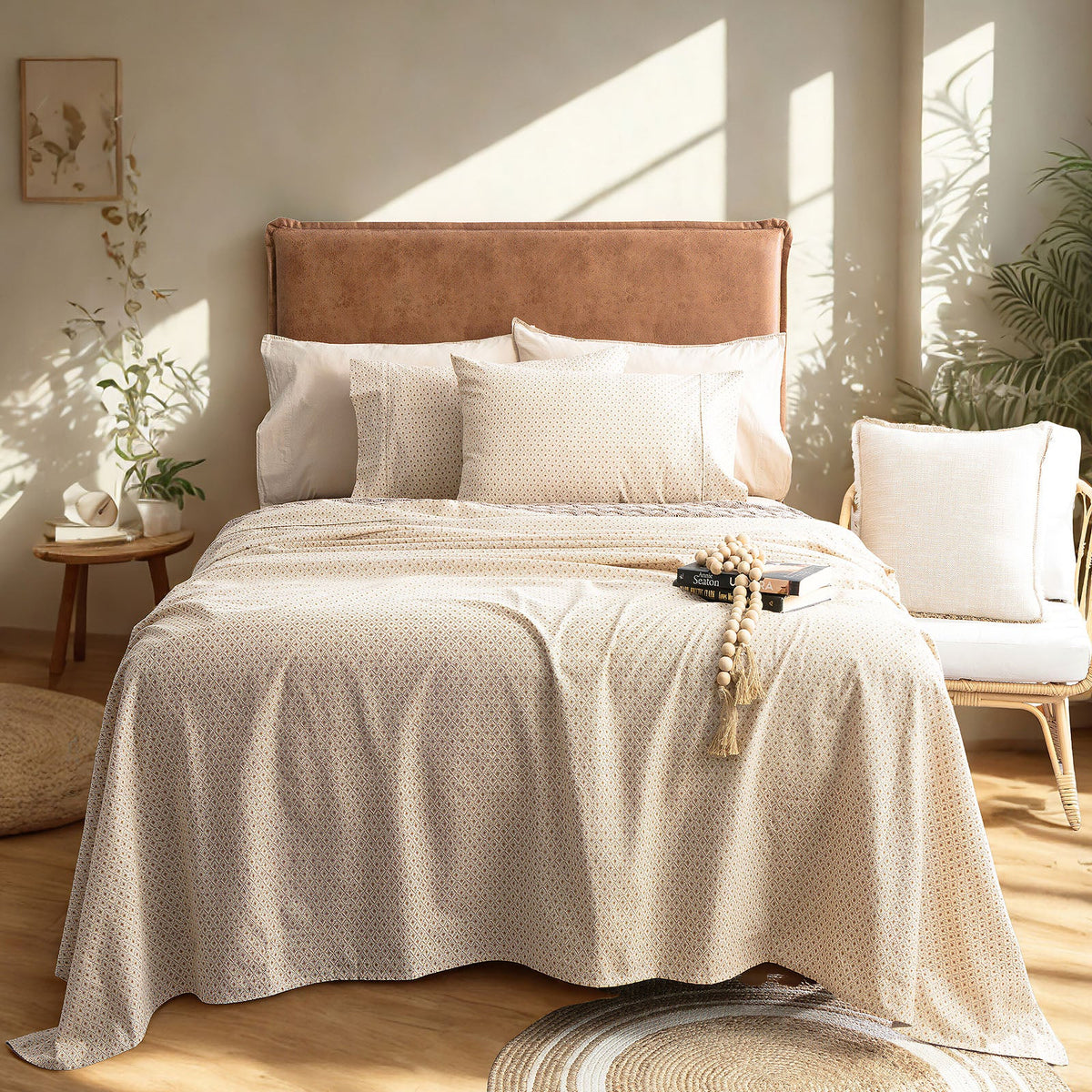 Park Avenue 175 GSM Egyptian Cotton Flannelette Bed Sheet Set - Diamond