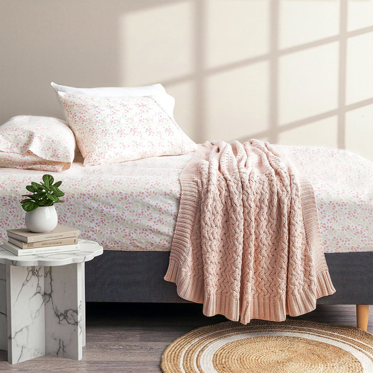 Park Avenue 175 GSM Egyptian Cotton Flannelette Kids Fitted Sheet & Pillowcase Set - Bloomsbury