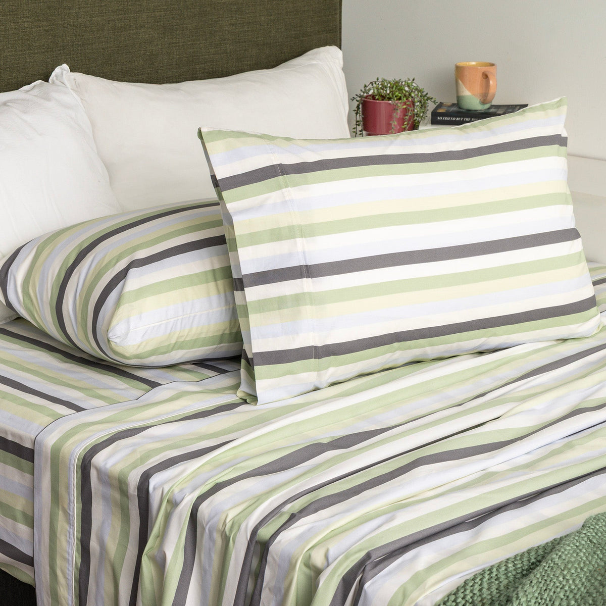 Renee Taylor Jardin 300TC Organic Cotton Sheet Set - Multi Stripe (GOTS Certified)