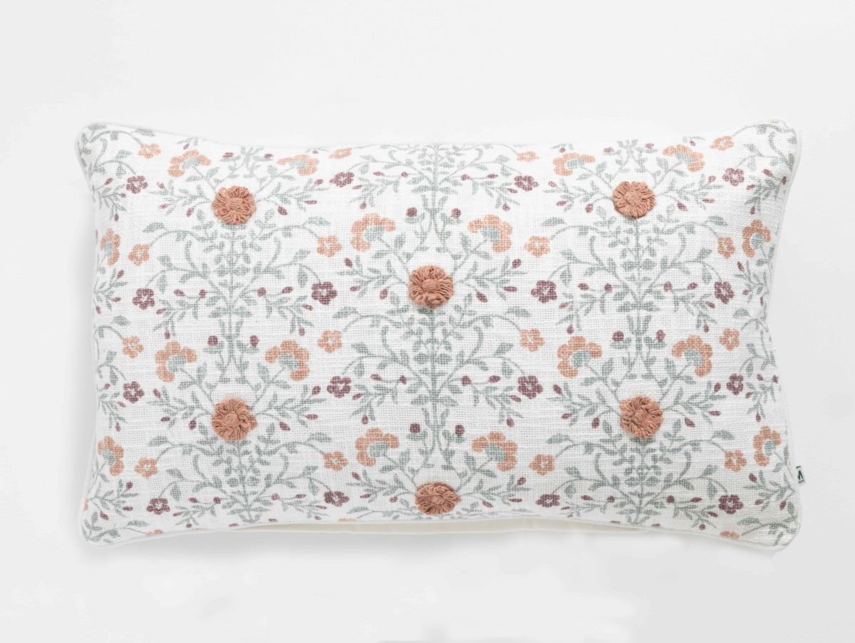 Renee Taylor Riva Cotton Cushion - Botanical Print (Rectangle Decorative Throw Pillow - 35 x 60cm)