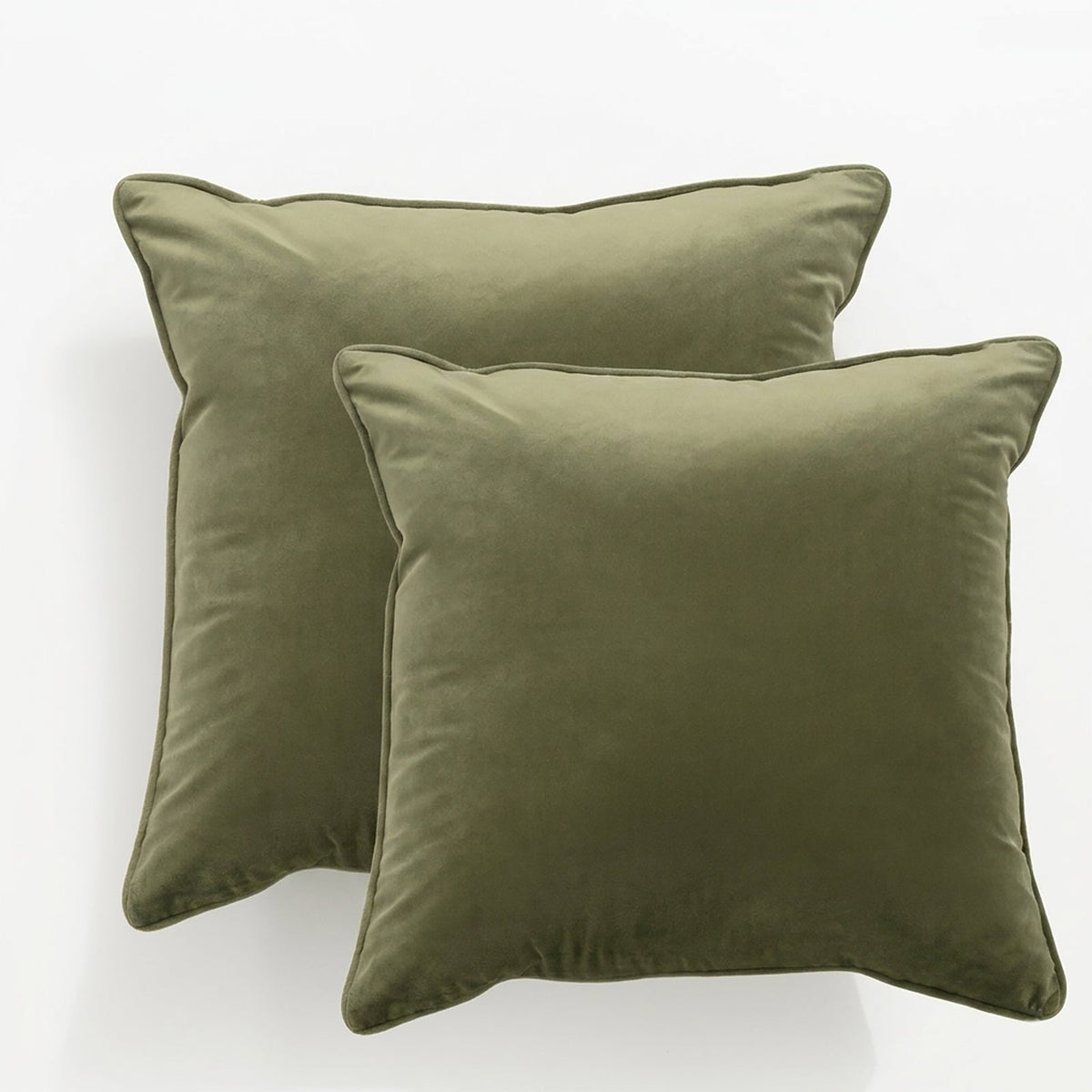 2x Renee Taylor Icon Velvet Cushion - Moss (Square Decorative Throw Pillow Twin Pack - 50 x 50cm)