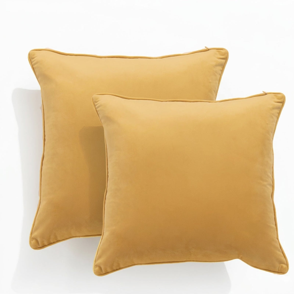 2x Renee Taylor Icon Velvet Cushion - Gold (Square Decorative Throw Pillow Twin Pack - 50 x 50cm)