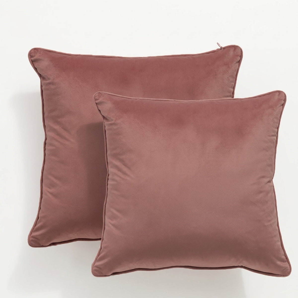 2x Renee Taylor Icon Velvet Cushion - Mahogany (Square Decorative Throw Pillow Twin Pack - 50 x 50cm)