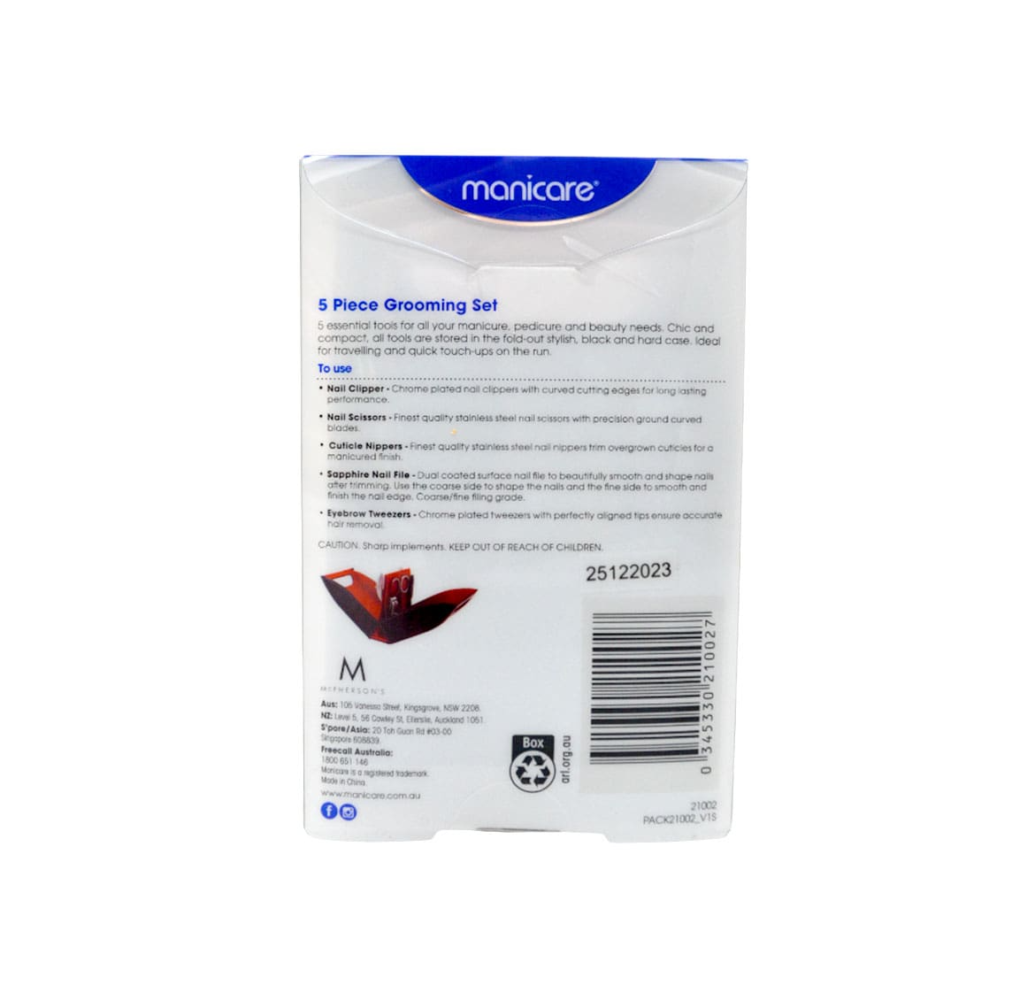 Manicare 5 Piece Grooming Set with Travel Case